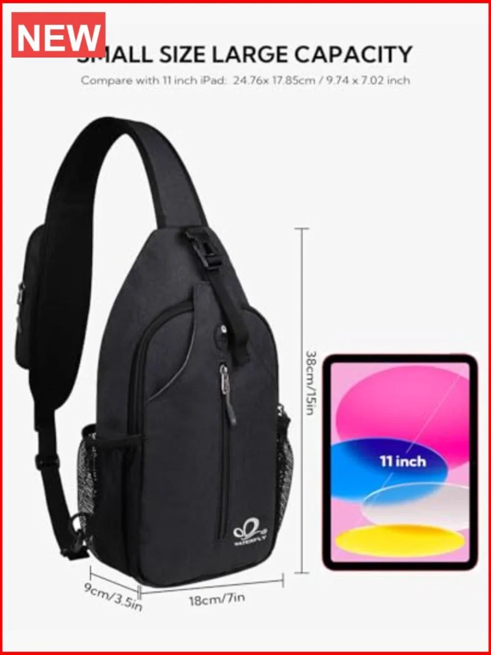 Crossbody Sling Backpack Travel Hiking Daypack with Adjustable Strap Multiple